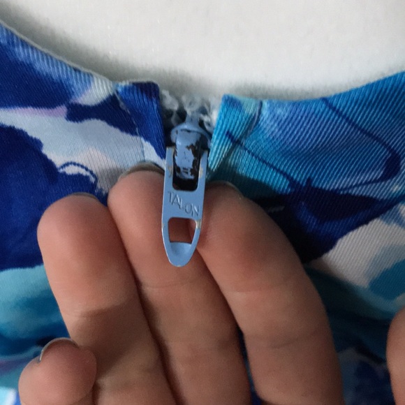 Vintage Union Made Seascamp by Camp 70s Vibrant Blue Floral Swim Dress/Coverup - Picture 3 of 7